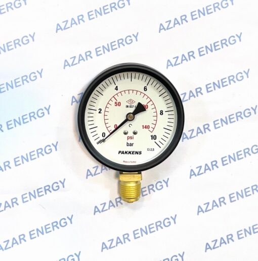 مانومتر استیل عمودی پکنز صفحه 25 سانت 0 تا 10 بار